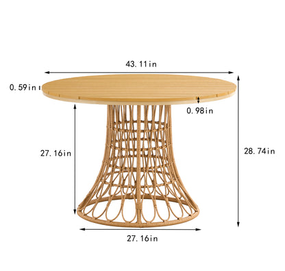 Bamboo Dining Chair Table | Antique Brown, Outdoor