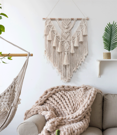 Macrame Wall Hanging Tapestry | Hand-Woven, Bohemian