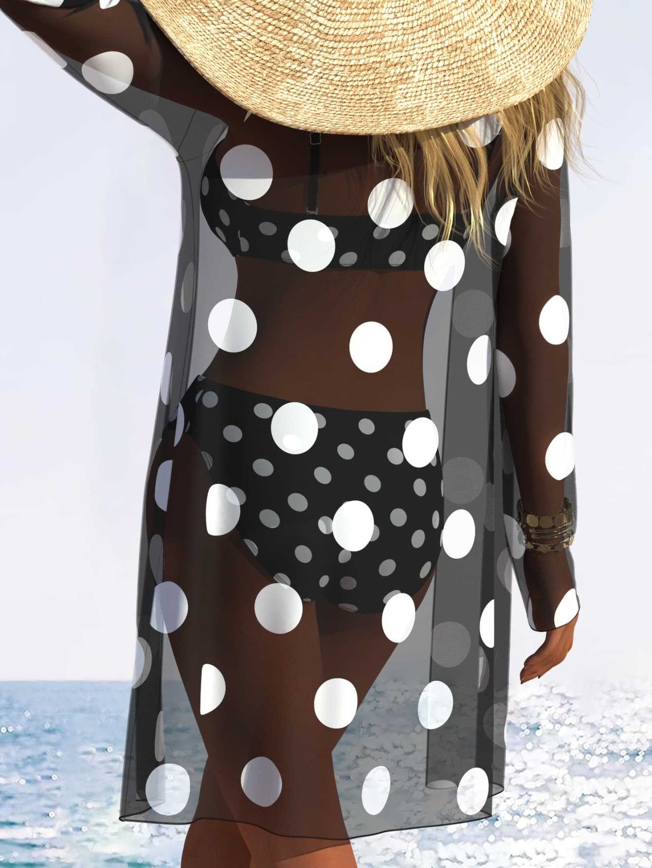 Polyester Tie Up Printed Bikini | Solid Color, Sleeveless