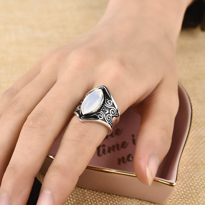 Silver Big Stone Ring | Vintage, Bohemian Jewelry