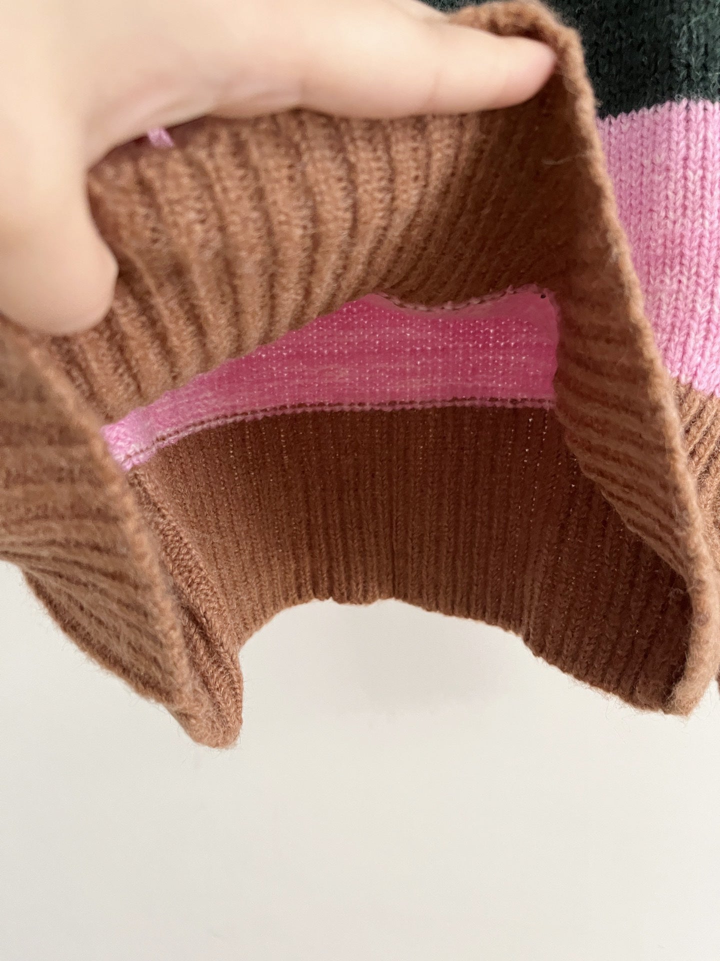Cotton Round Neck Sweater | Pink & Navy, Loose Fit