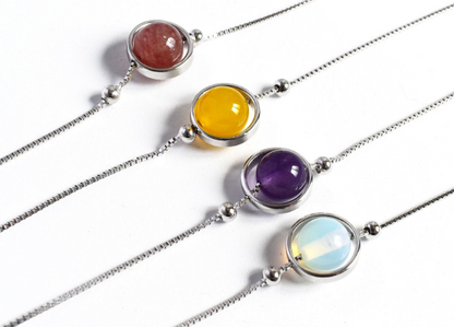 S925 Sterling Silver Bracelet | Topaz, Amethyst, Crystal