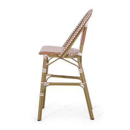 Aluminum Frame Wicker Bar Stool | Rust, Set of 2