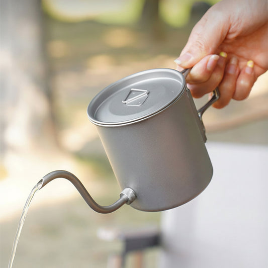 Titanium Gooseneck Pour-Over Kettle | 420ml | Foldable Handle for Camping & Travel