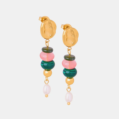 Natural Stone Earrings | Freshwater Pearl Dangle