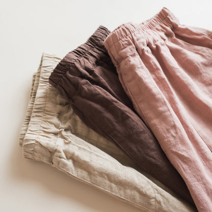 Washed Pure Linen Loose Shorts Simple Literary Comfortable Versatile Strolling Leisure Cool Five-Quarter Pants for Women Summer