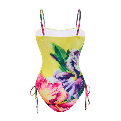Polyester One-Piece Swimsuit | Bright Yellow, Floral