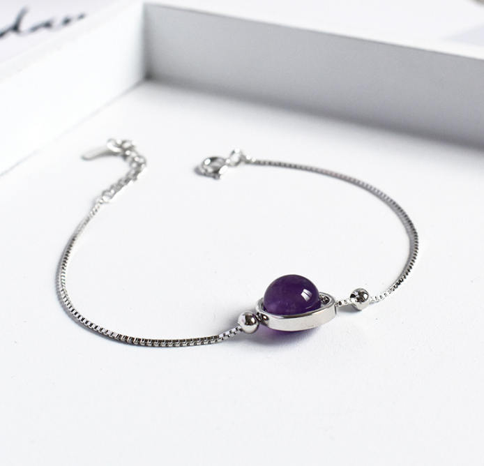 S925 Sterling Silver Bracelet | Topaz, Amethyst, Crystal