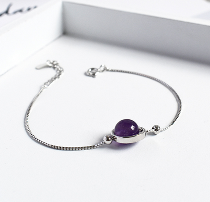 S925 Sterling Silver Bracelet | Topaz, Amethyst, Crystal