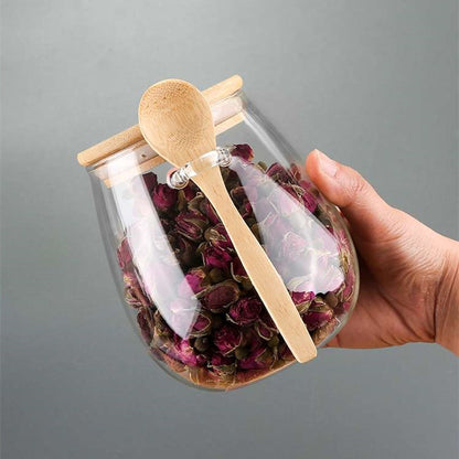 Glass Spice Jar | Bamboo Lid, Food Storage Container