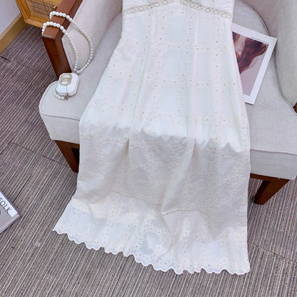Cotton Resort Tea Dress | Floral, V-neck, Sleeveless