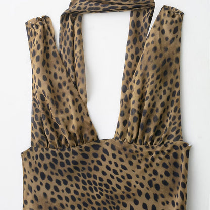 Polyester Animal Print Scarf Dress | Midi, Casual, Female