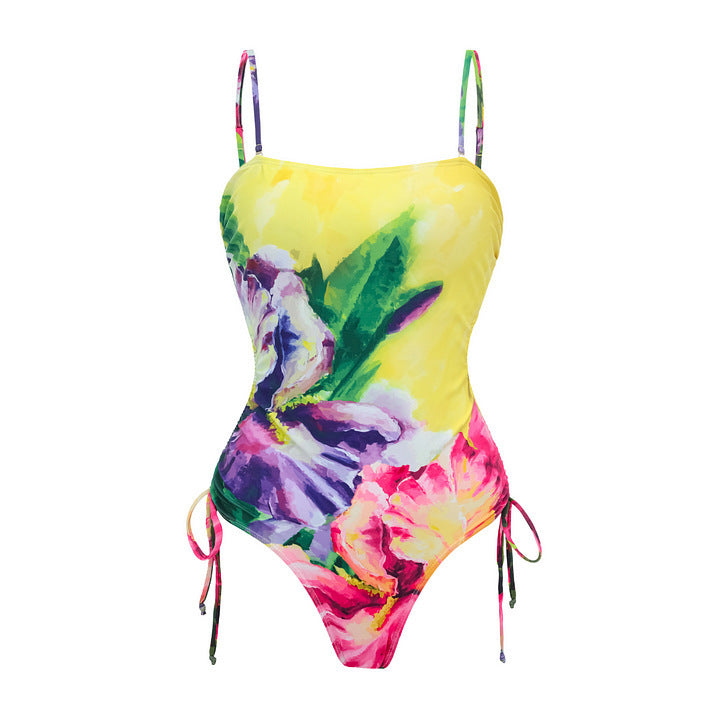 Polyester One-Piece Swimsuit | Bright Yellow, Floral