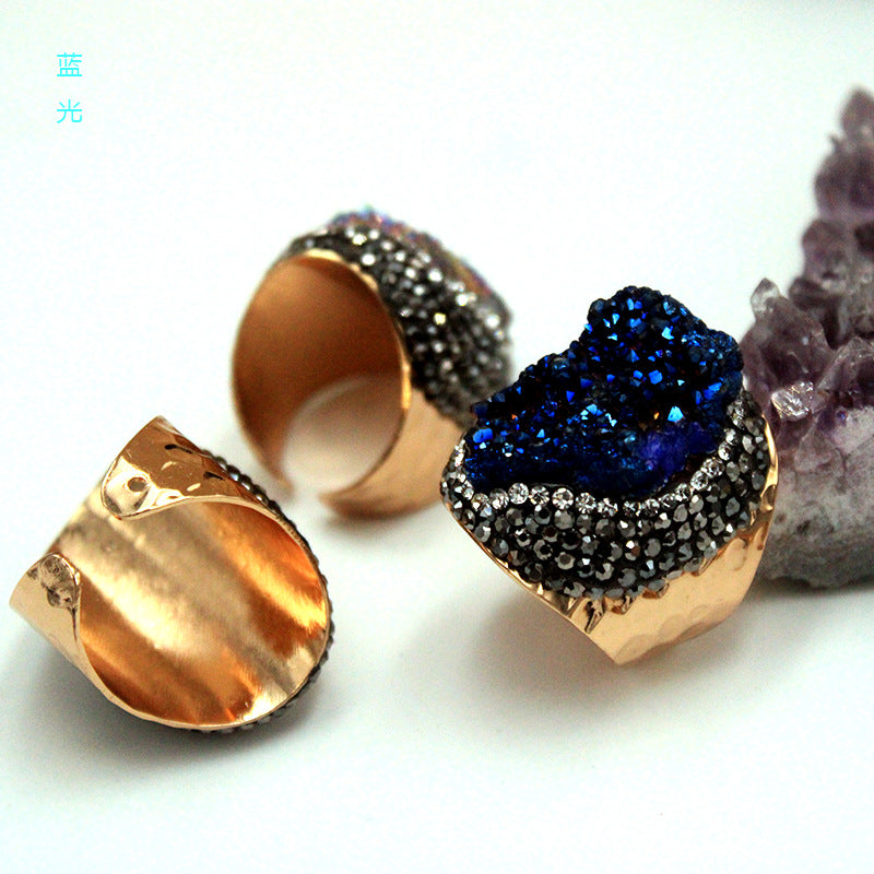 Crystal Cluster Ring | Gold-Plated, Handmade Jewelry
