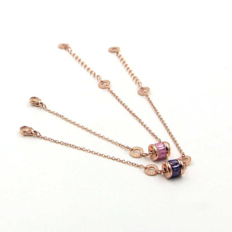 Classic Super Beautiful Roman Number Circle 4 Color Crystal Bracelet Stainless Steel Rose Gold Brand Jewelry Bracelet For Women