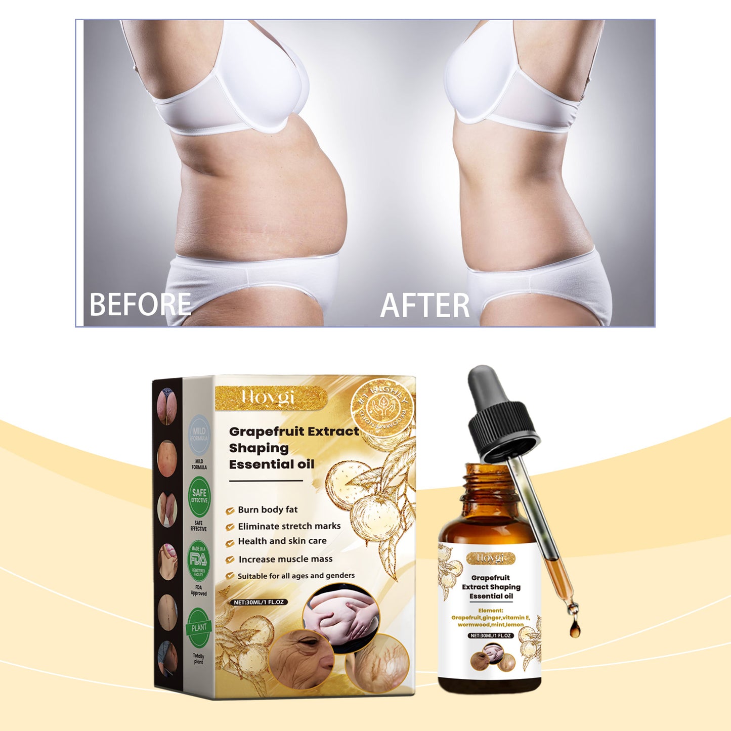 Body Firming Essential Oil, Skin Firming Massage Essential Oil Moisturizing Whole Body Care Grapefruit Essential Oil