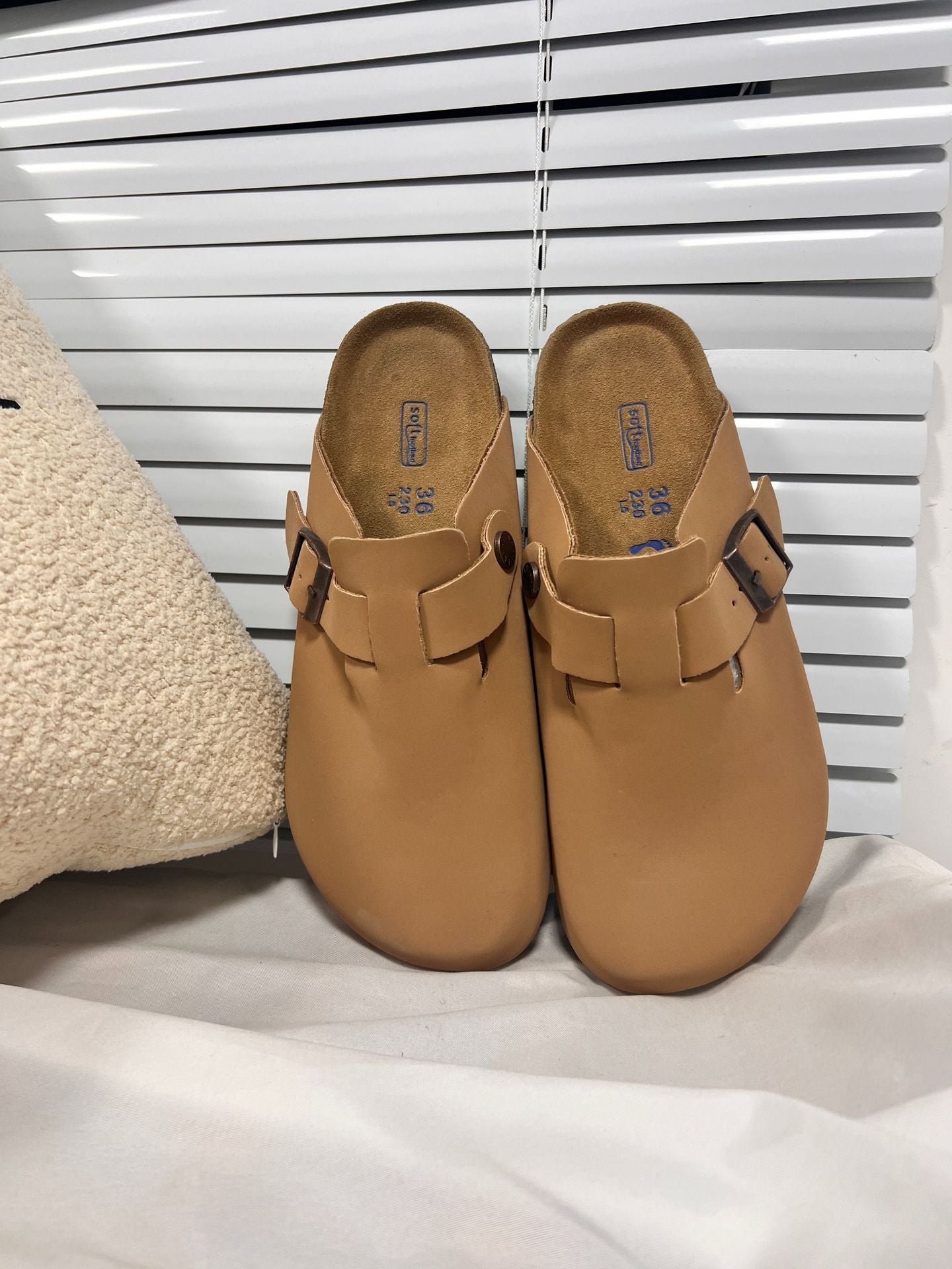 Genuine Leather Sandals | Round Toe, Black Buckle