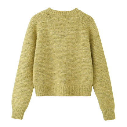 Polyester Loose Sweater Jacket | Color Block, One Size