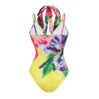 Polyester One-Piece Swimsuit | Bright Yellow, Floral