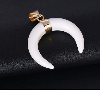 Natural Stone Half Moon Necklace | Purple & Pink