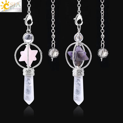 Quartz Dowsing Pendulum | Rotatable Merkaba Crystal