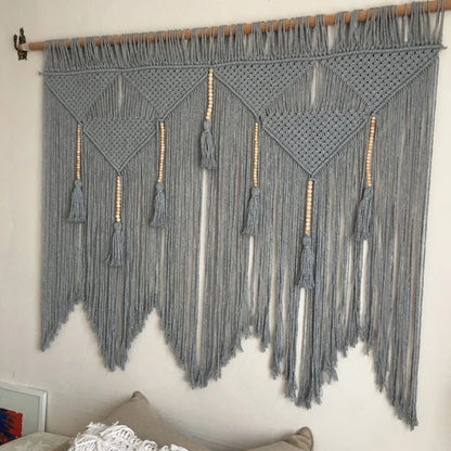 Cotton Macrame Wall Hanging | Gray, 100x120cm