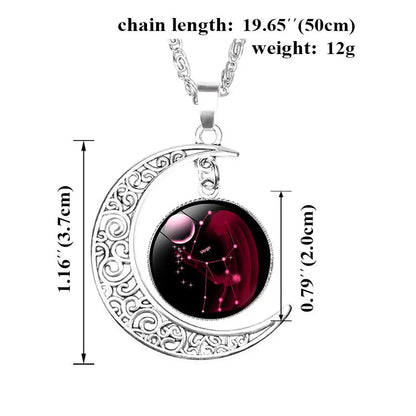 Glass Cabochon Zodiac Sign Pendant Necklace | Astrology Jewelry