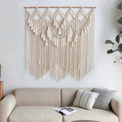 Cotton Macrame Tapestry | Large, Bohemian Wall Hanging