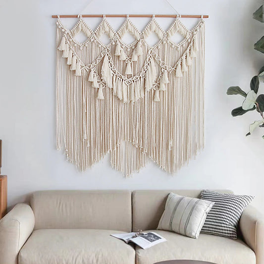 Cotton Macrame Tapestry | Large, Bohemian Wall Hanging
