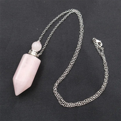 Natural Stone Perfume Bottle Necklace | Fluorite Pendant