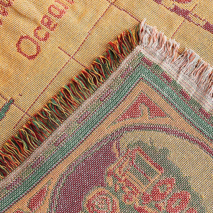 Cotton Blanket | World Map, Bohemian Plaids, Multi-function