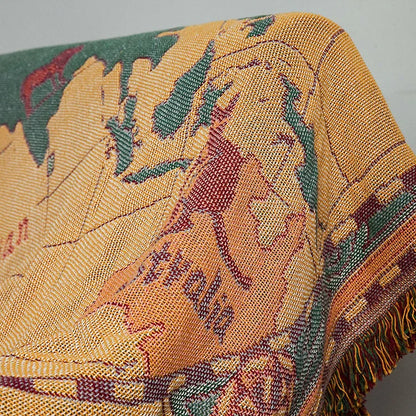 Cotton Blanket | World Map, Bohemian Plaids, Multi-function