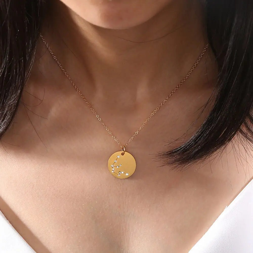 Stainless Steel Horoscope Necklace Set | Leo, Libra, Aries