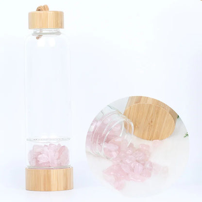 Crystal Quartz Water Bottle | Gemstone Glass Elixir