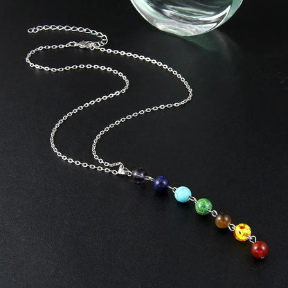 Natural Stone Pendant Necklace | 7 Chakra Beads