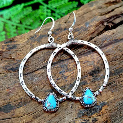 925 Silver Turquoise Drop Dangle Earrings | Vintage Boho