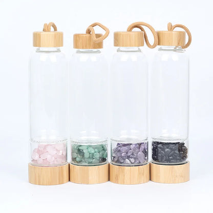 Crystal Quartz Water Bottle | Gemstone Glass Elixir