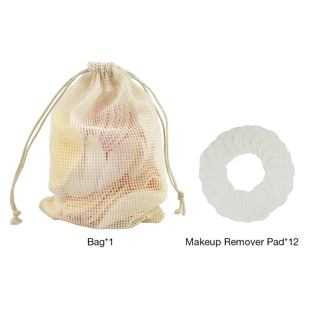 Bamboo Fiber Makeup Remover Pads | Reusable, 12 Pcs