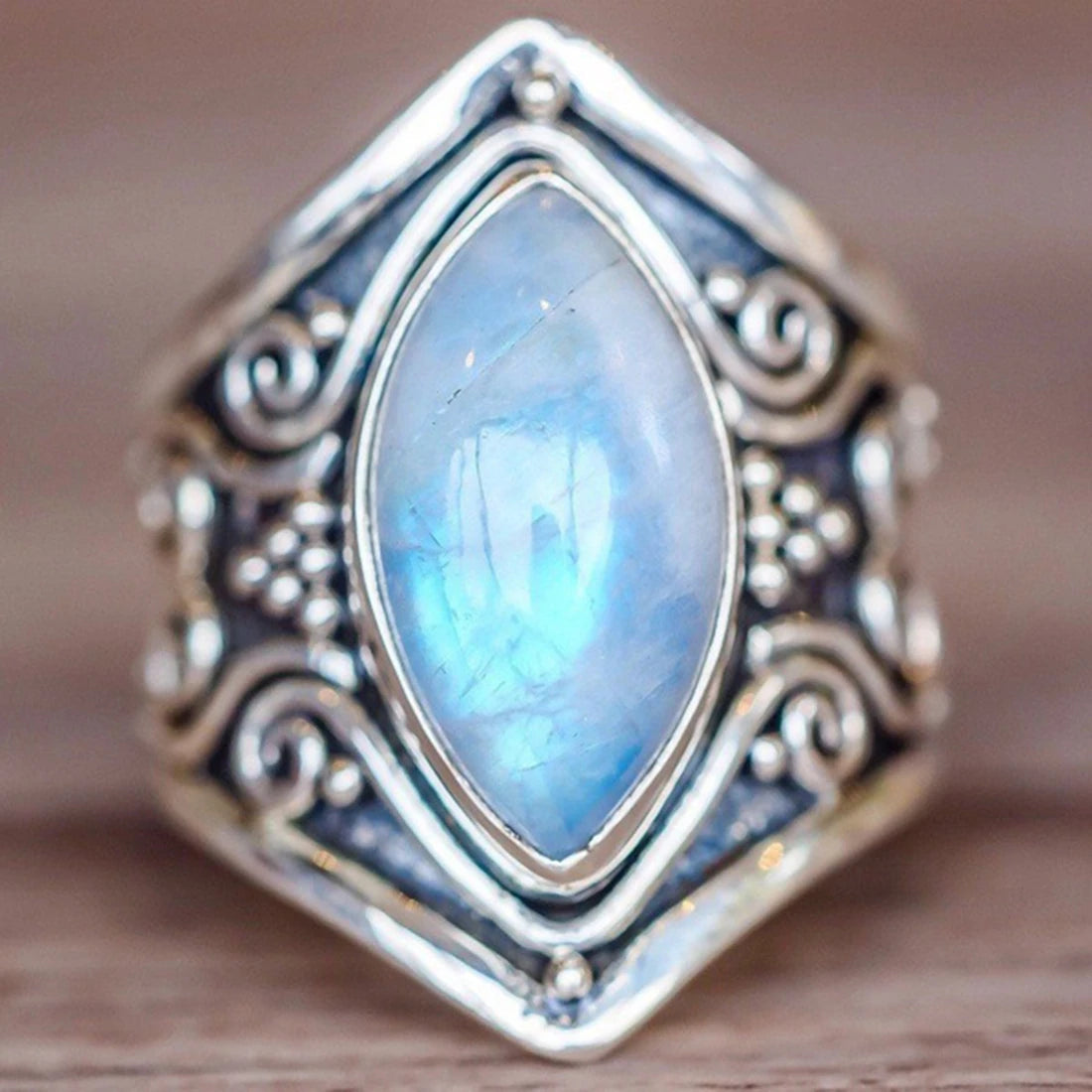 Silver Big Stone Ring | Vintage, Bohemian Jewelry