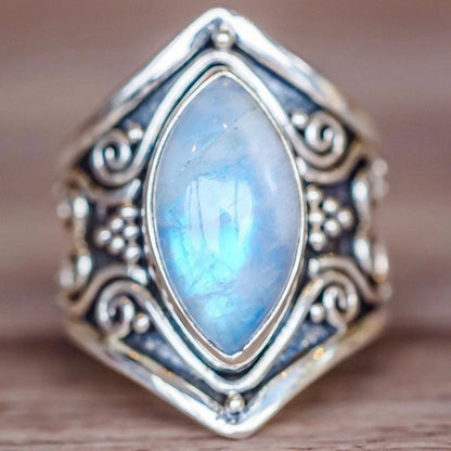 Silver Big Stone Ring | Vintage, Bohemian Jewelry
