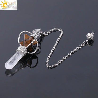 Quartz Dowsing Pendulum | Rotatable Merkaba Crystal