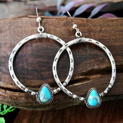 925 Silver Turquoise Drop Dangle Earrings | Vintage Boho
