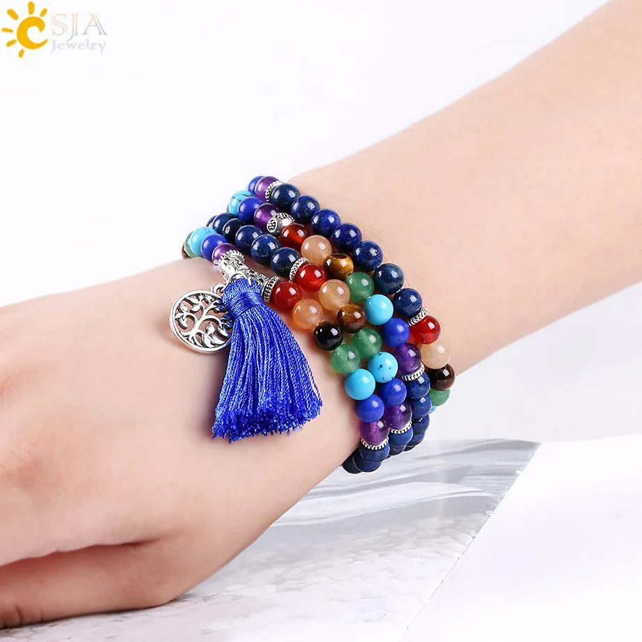 Semi-precious Stone Bracelet | 7 Chakra, Lapis Lazuli