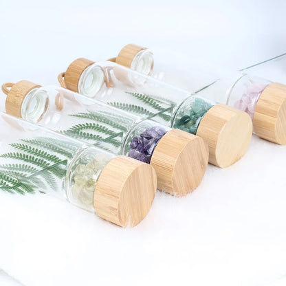 Crystal Quartz Water Bottle | Gemstone Glass Elixir