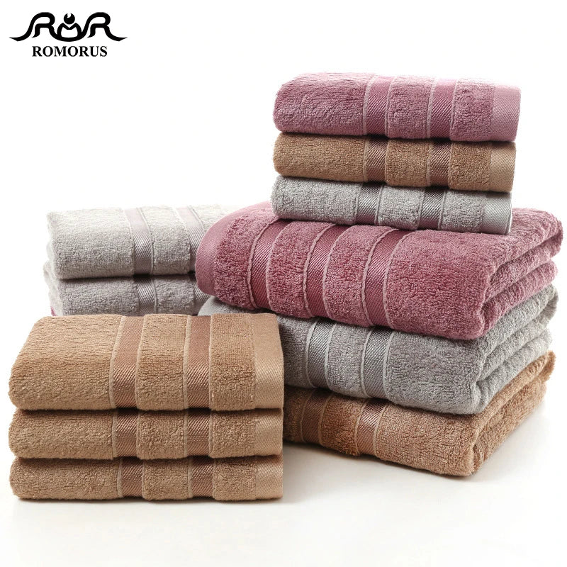 Bamboo Fiber Towels | Purple, Gray, Brown Set