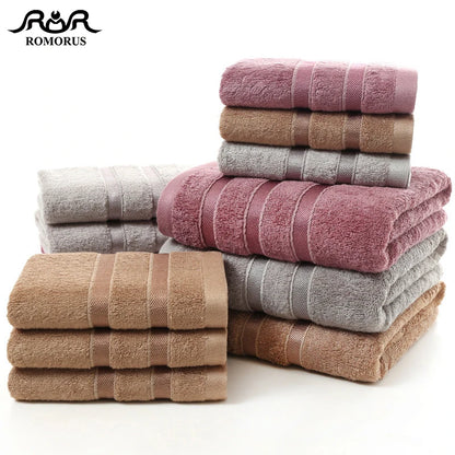 Bamboo Fiber Towels | Purple, Gray, Brown Set