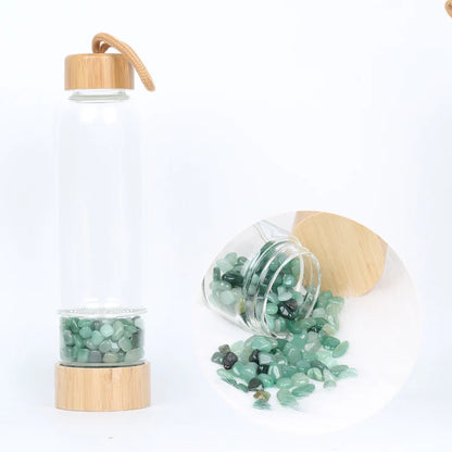 Crystal Quartz Water Bottle | Gemstone Glass Elixir