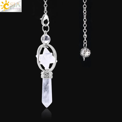 Quartz Dowsing Pendulum | Rotatable Merkaba Crystal