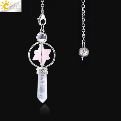 Quartz Dowsing Pendulum | Rotatable Merkaba Crystal