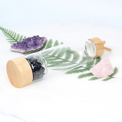 Crystal Quartz Water Bottle | Gemstone Glass Elixir